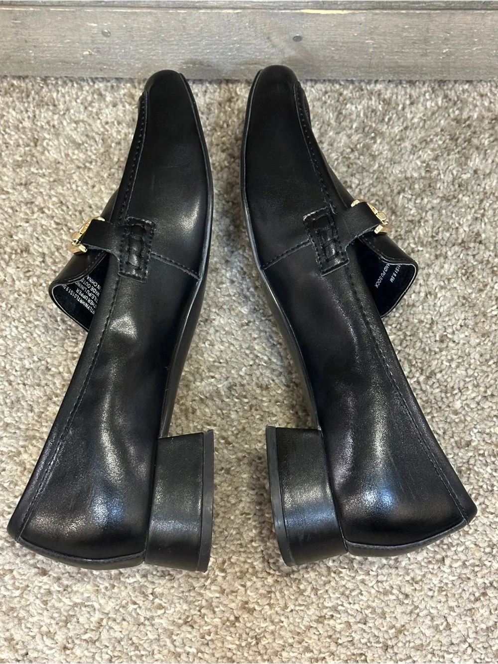 Steve Madden Hartlyn Black Leather Horsebit Loafers Block Heel Size 9.5 Office